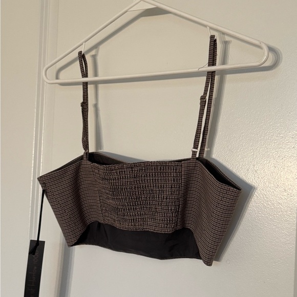 House of Harlow 1960 Micro Houndstooth Crop Top with Spaghetti Straps - Picture 2 of 4